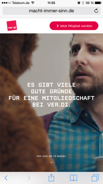 ver.di – Digitale Awareness-Kampagne – Macht immer Sinn – Website – Smartphone