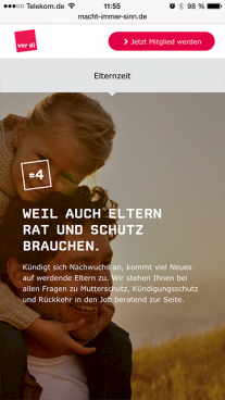 ver.di – Digitale Awareness-Kampagne – Macht immer Sinn – Website – Smartphone