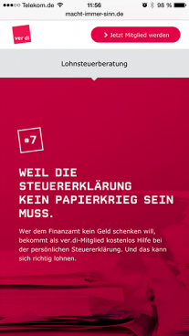 ver.di – Digitale Awareness-Kampagne – Macht immer Sinn – Website – Smartphone